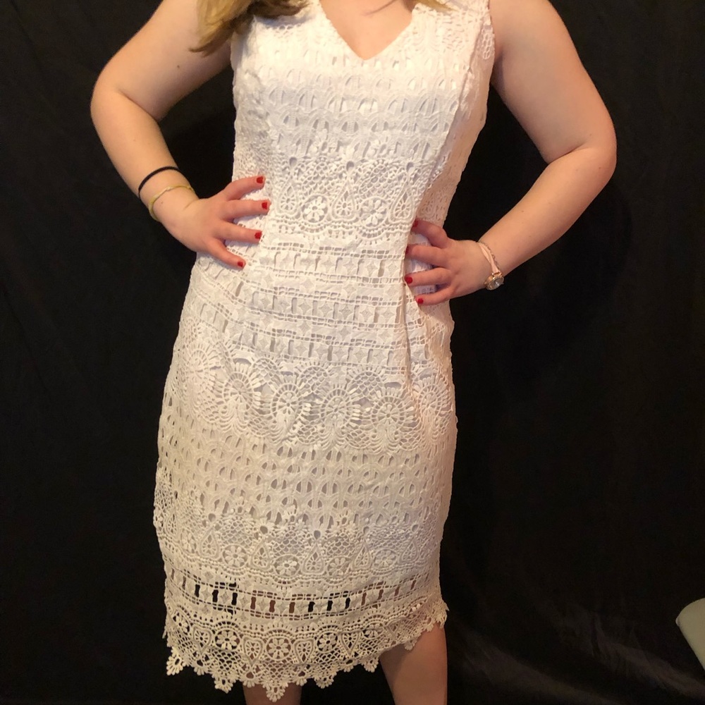 White lace graduation dress